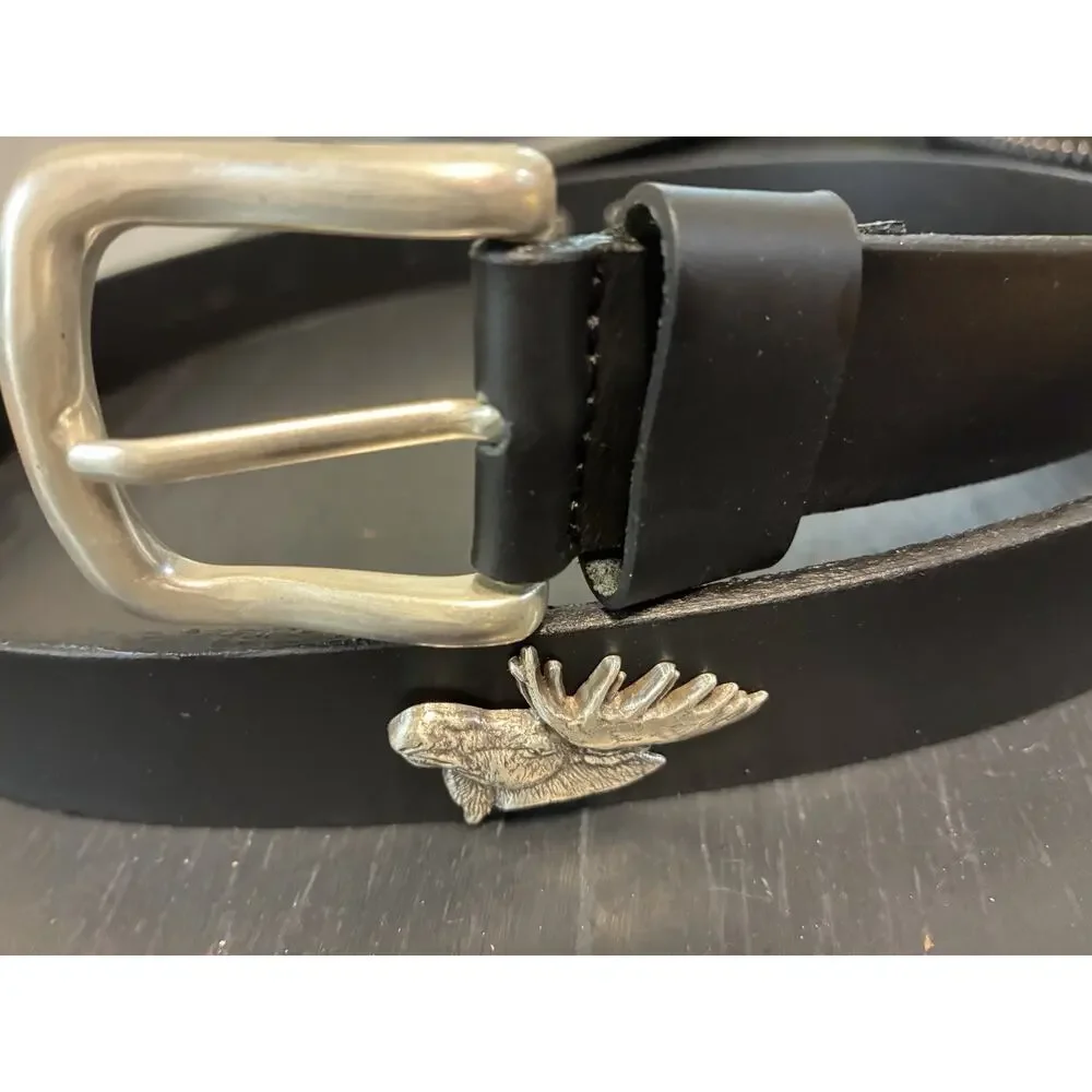 Black Genuine Leather Belt with 4 Buck Hunting Conchos Sizes 28, 30, 32, 38 NEW